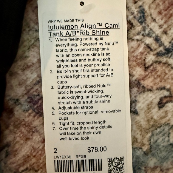 lululemon Align ™ Cami Tank A/B*Rib Shine - Picture 3 of 8
